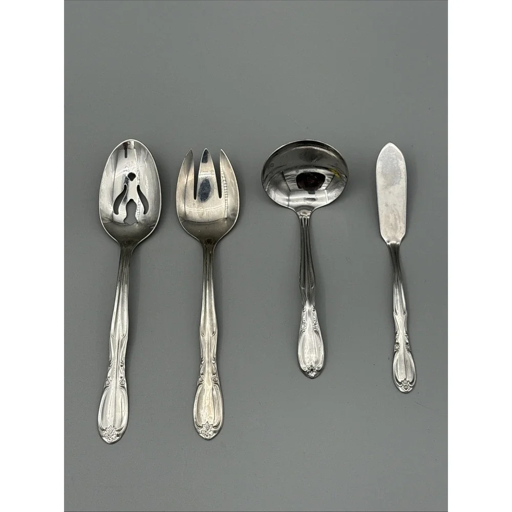 Chapel Hill‎ Superior Stainless 4 Pc Serving Fork Slotted Spoon Ladle Butter VTG